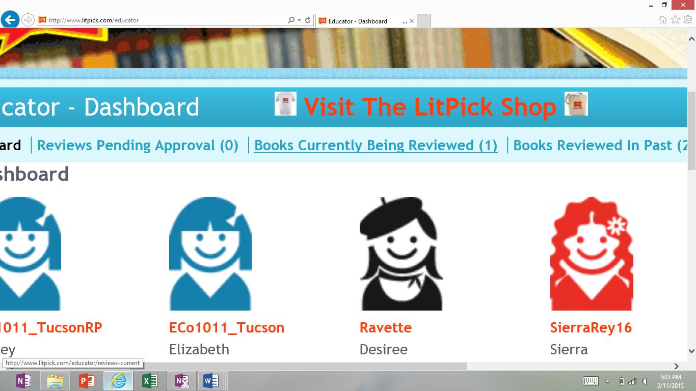 LitPick Educator Dashboard close-up